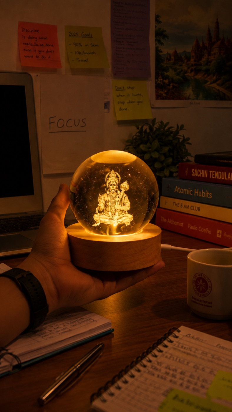 3D Hanuman Crystal Ball LED Night Lamp