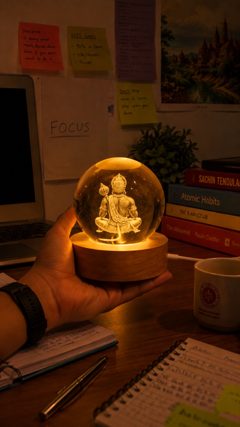 3D Hanuman Crystal Ball LED Night Lamp view 2