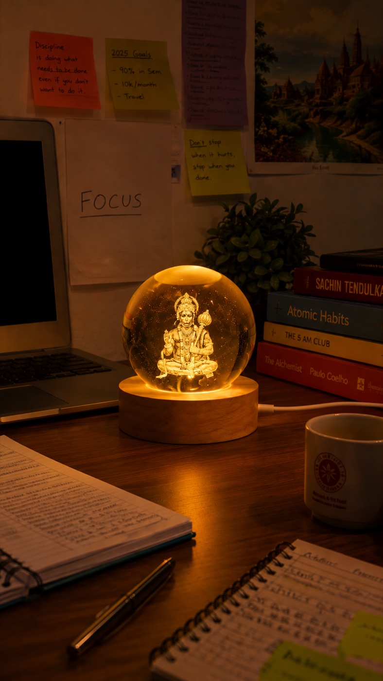 3D Hanuman Crystal Ball LED Night Lamp view 3
