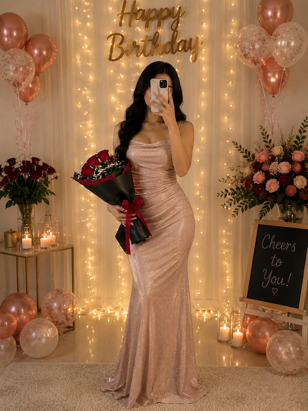 Pink Shimmer Bodycon Party Dress
