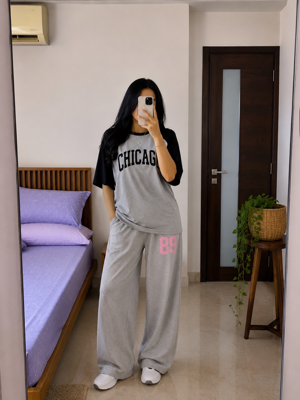 Chicago Raglan Oversized Tee & Wide-Leg Trackpant Set